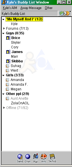I customized all of my Buddy List Except For The Skin, Which was made by Jeffey903 of Jdennis.net